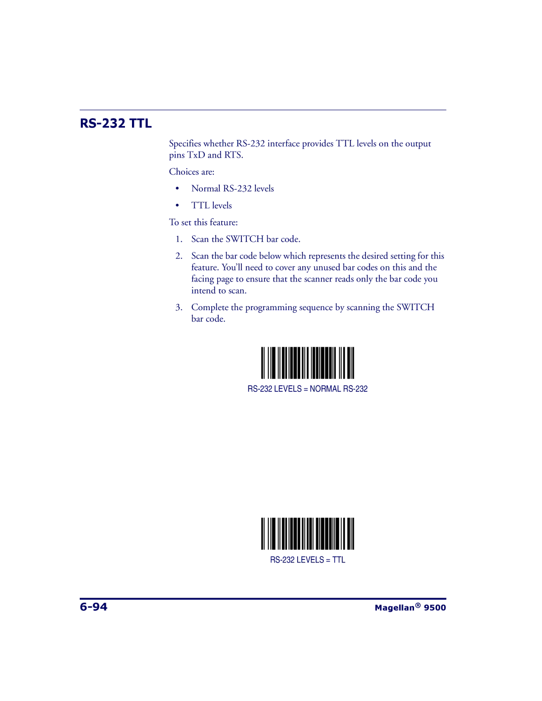 Datalogic Scanning 9504, 9500 manual RS-232 TTL 