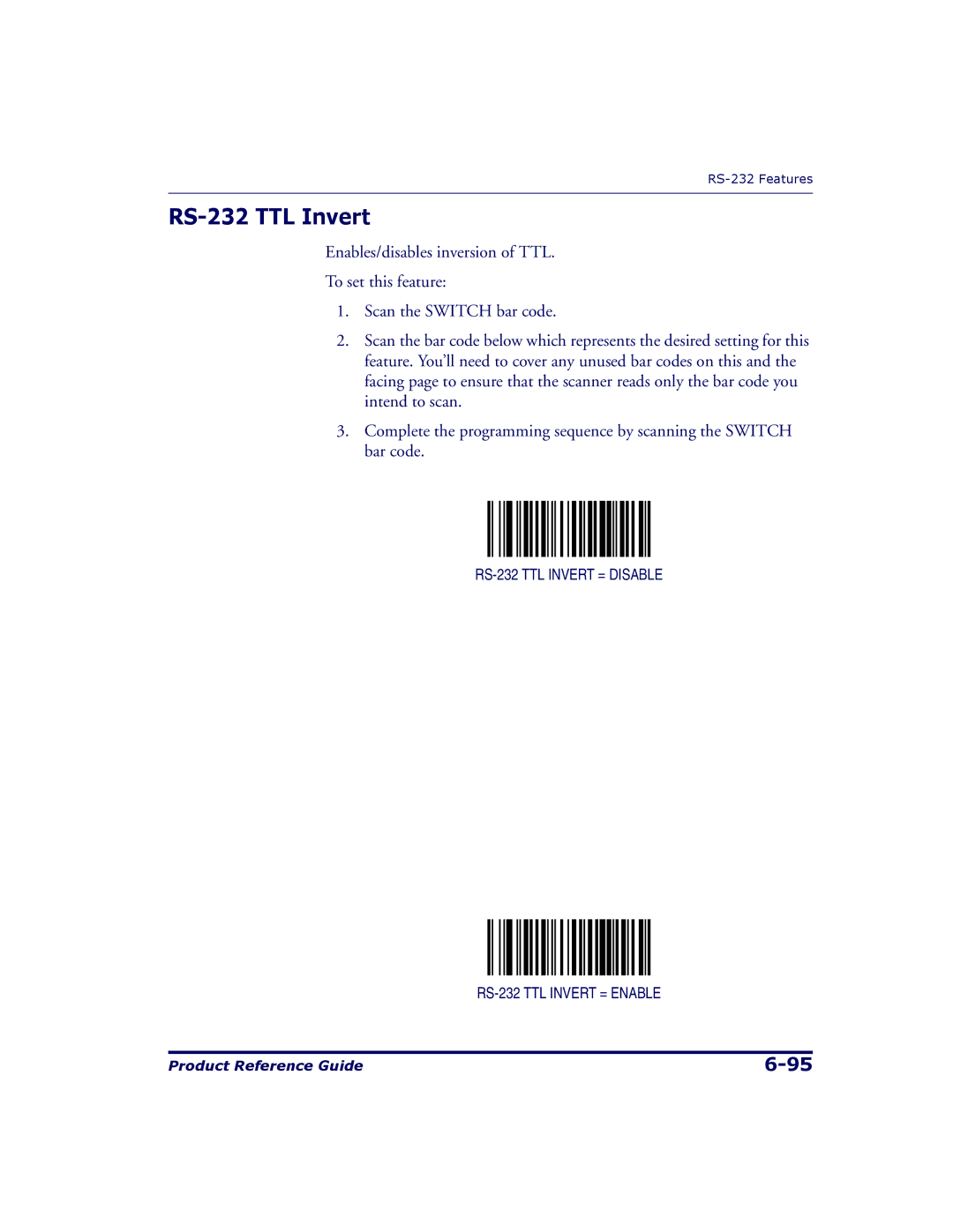 Datalogic Scanning 9500, 9504 manual RS-232 TTL Invert 