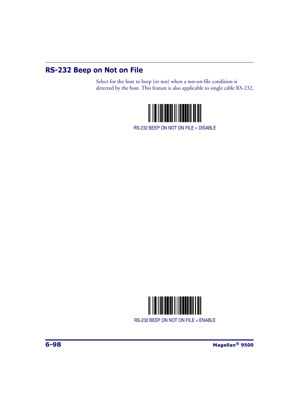 Datalogic Scanning 9504, 9500 manual RS-232 Beep on Not on File 