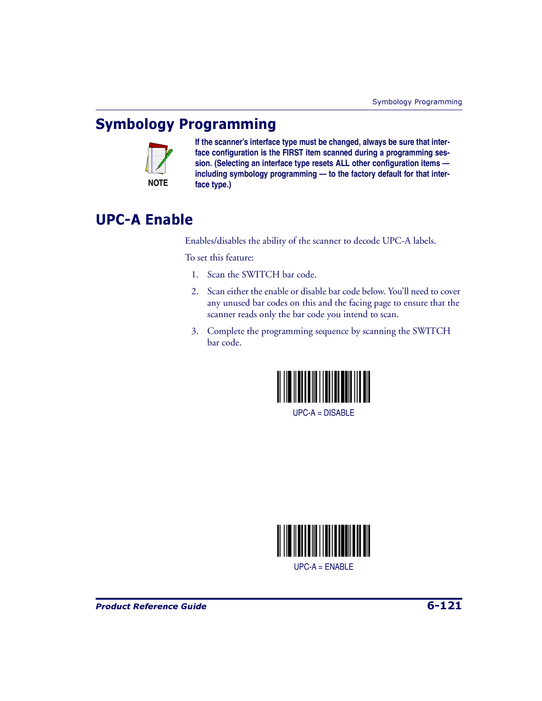 Datalogic Scanning 9500, 9504 manual Symbology Programming, UPC-A Enable 