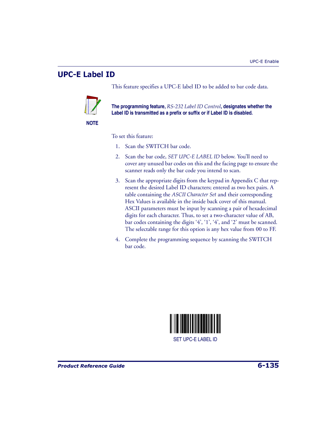 Datalogic Scanning 9500, 9504 manual UPC-E Label ID 