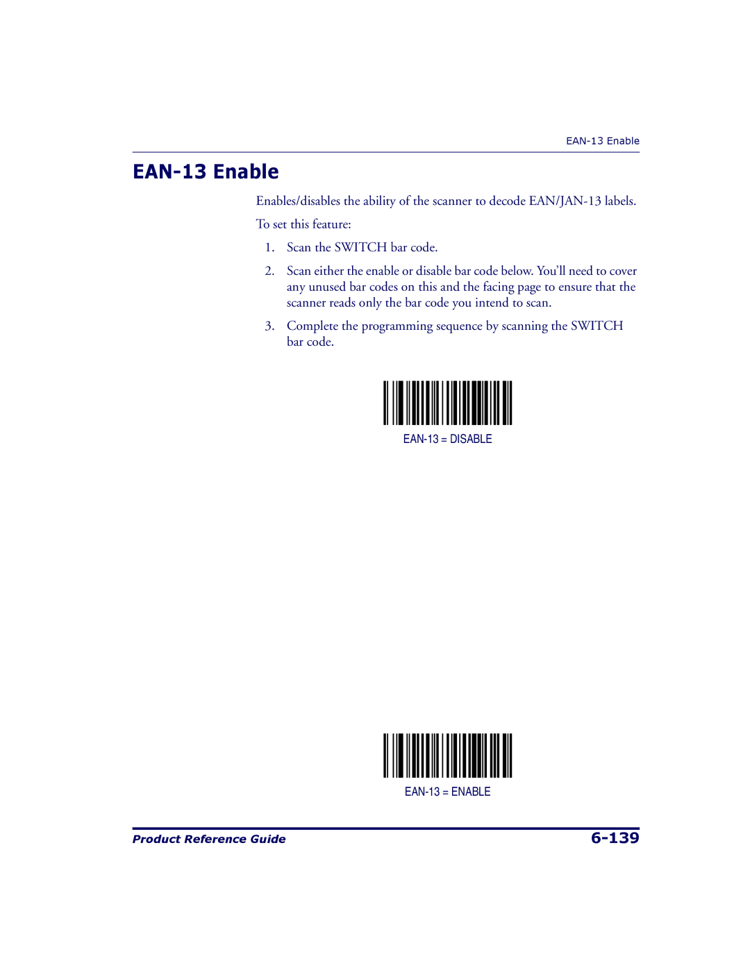 Datalogic Scanning 9500, 9504 manual EAN-13 Enable 