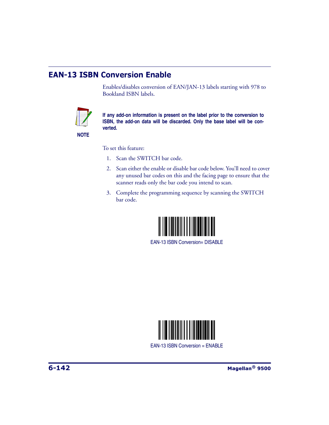 Datalogic Scanning 9504, 9500 manual EAN-13 Isbn Conversion Enable, 142 