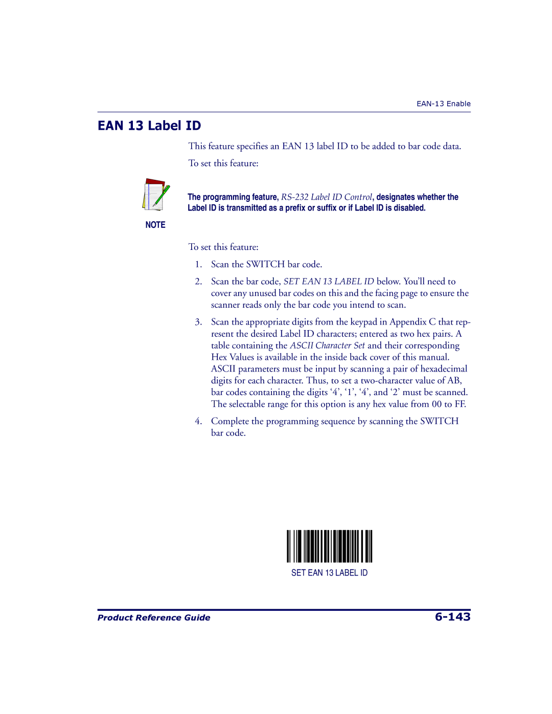 Datalogic Scanning 9500, 9504 manual EAN 13 Label ID 