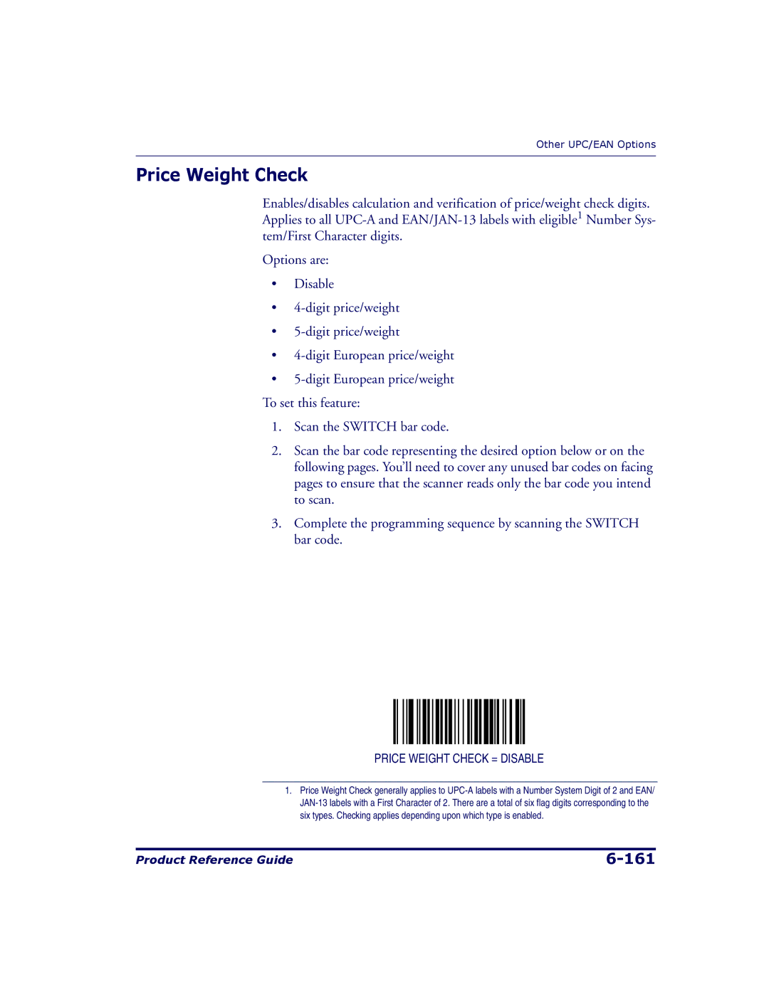 Datalogic Scanning 9500, 9504 manual Price Weight Check = Disable 