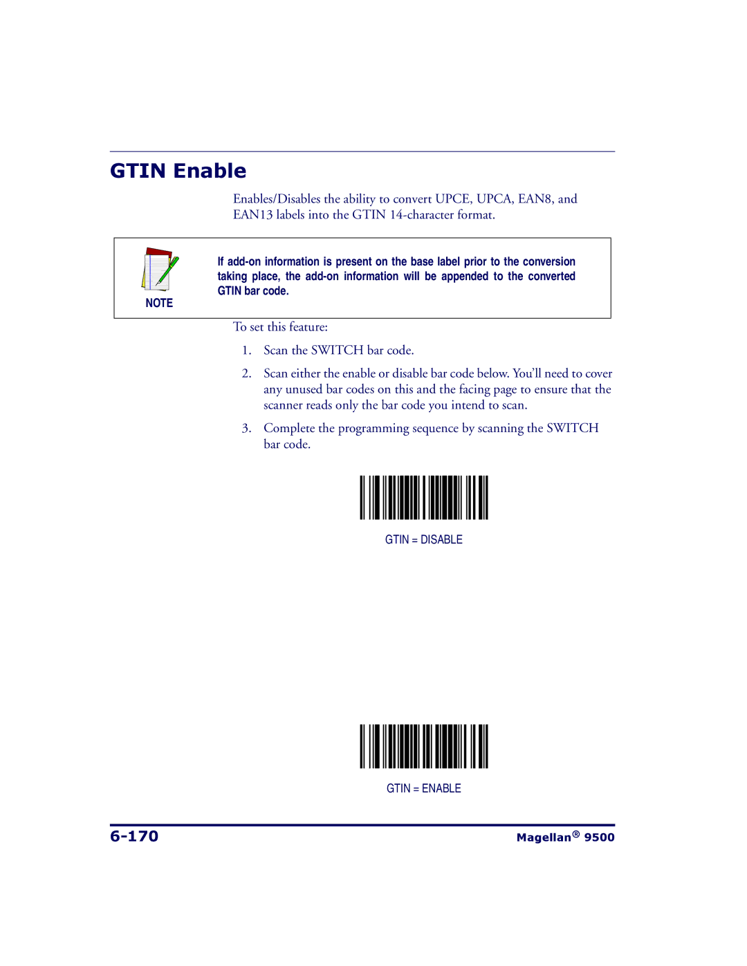 Datalogic Scanning 9504, 9500 manual Gtin Enable, 170 