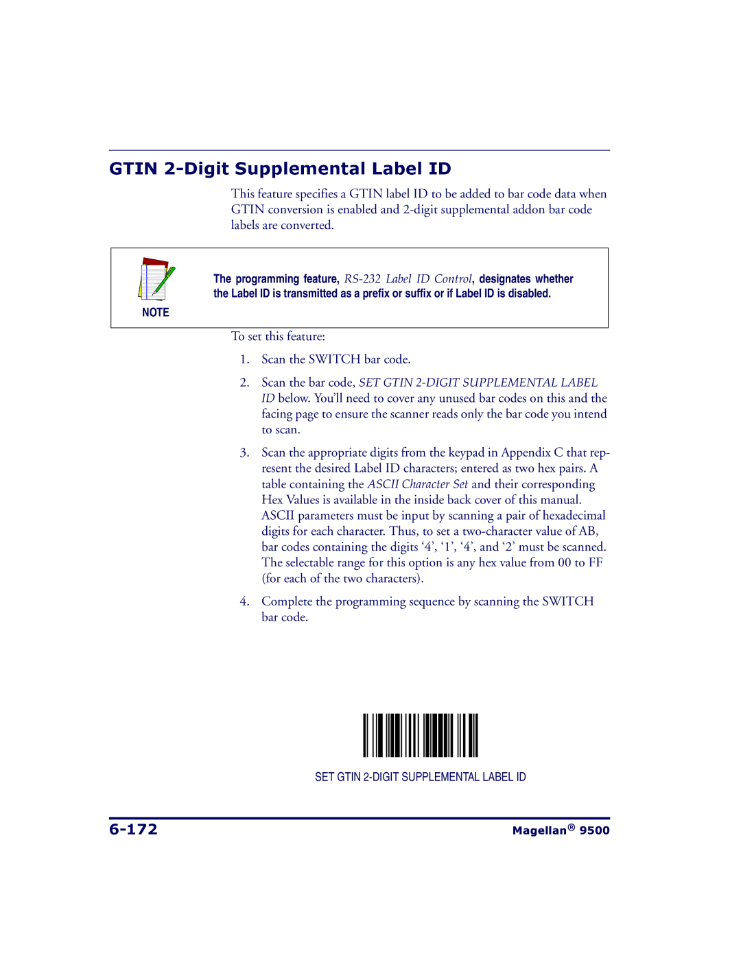 Datalogic Scanning 9504, 9500 manual Gtin 2-Digit Supplemental Label ID, 172 