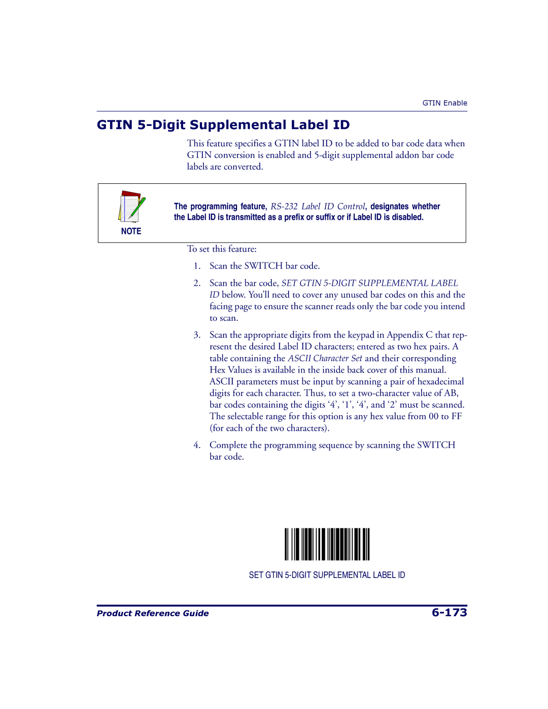 Datalogic Scanning 9500, 9504 manual Gtin 5-Digit Supplemental Label ID 