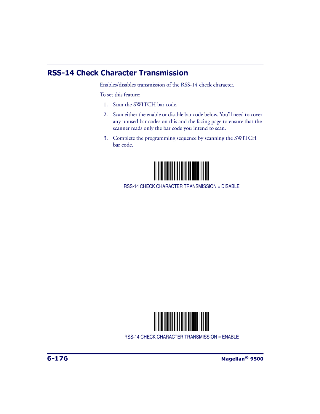 Datalogic Scanning 9504, 9500 manual RSS-14 Check Character Transmission, 176 