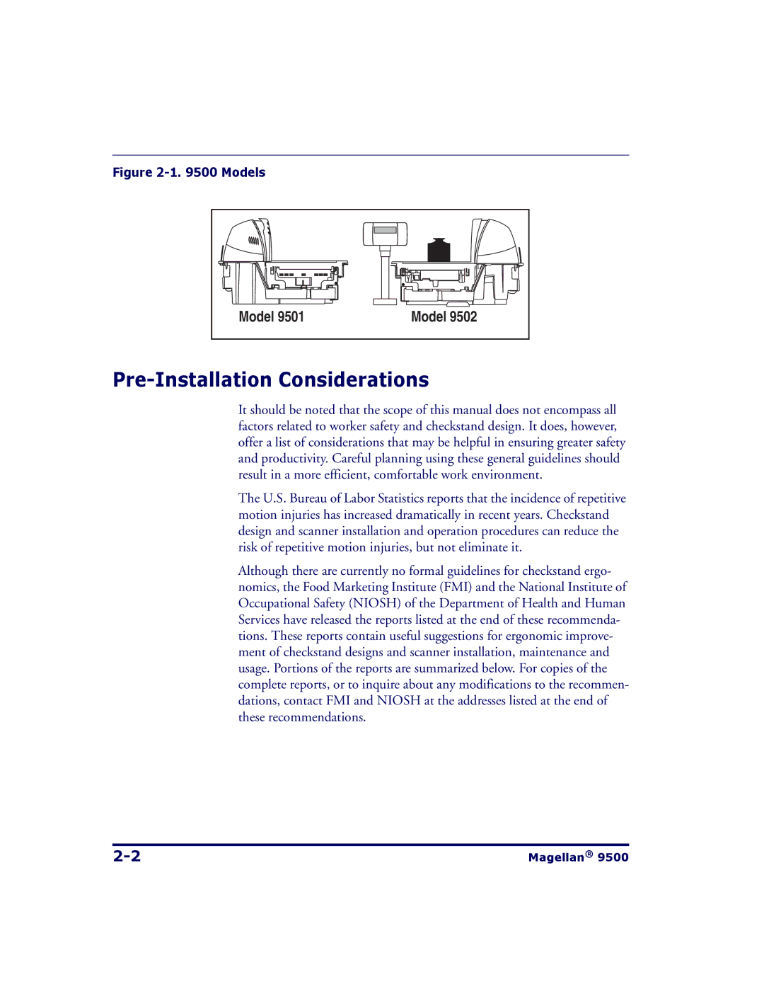 Datalogic Scanning 9504, 9500 manual Pre-Installation Considerations, Models 