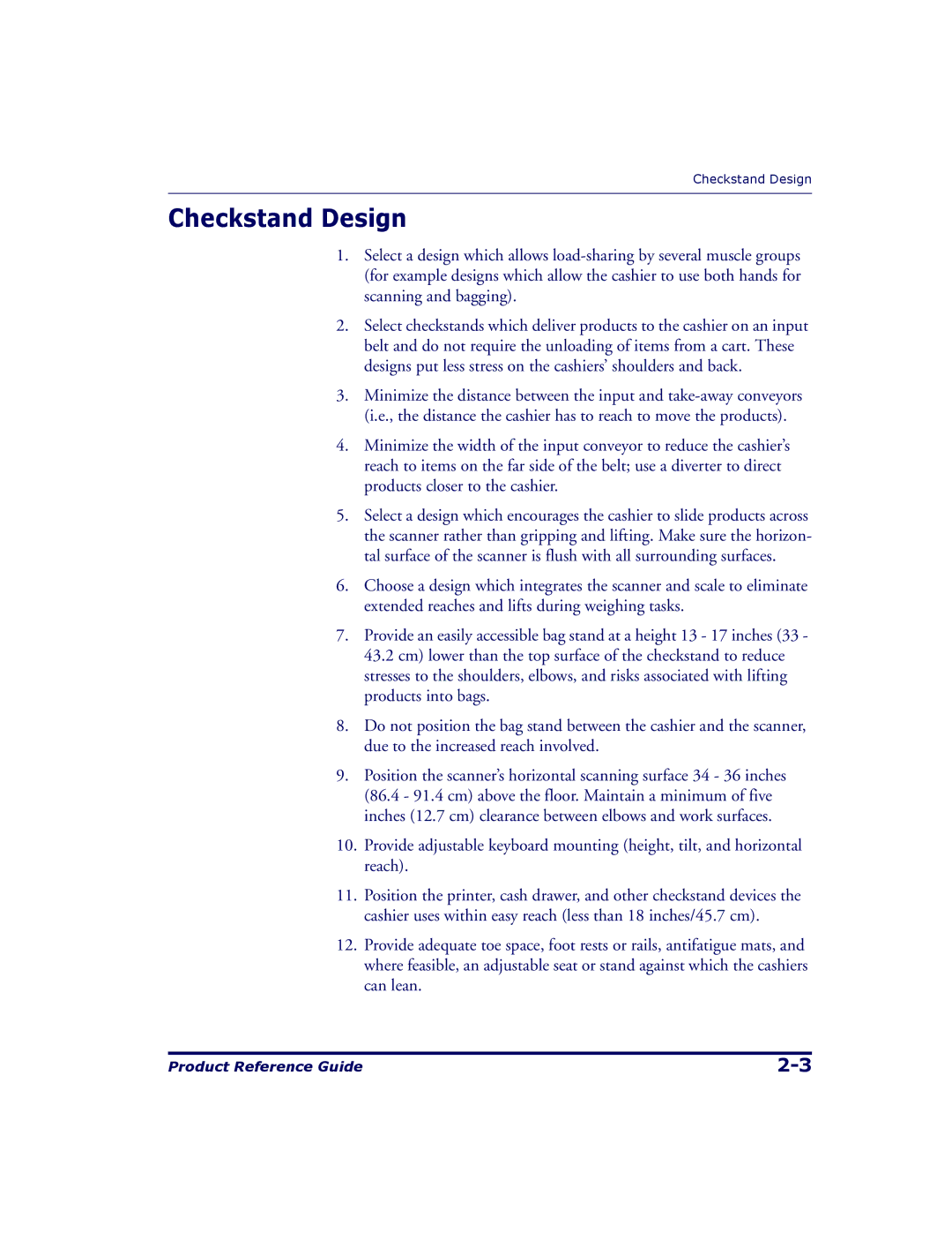 Datalogic Scanning 9500, 9504 manual Checkstand Design 