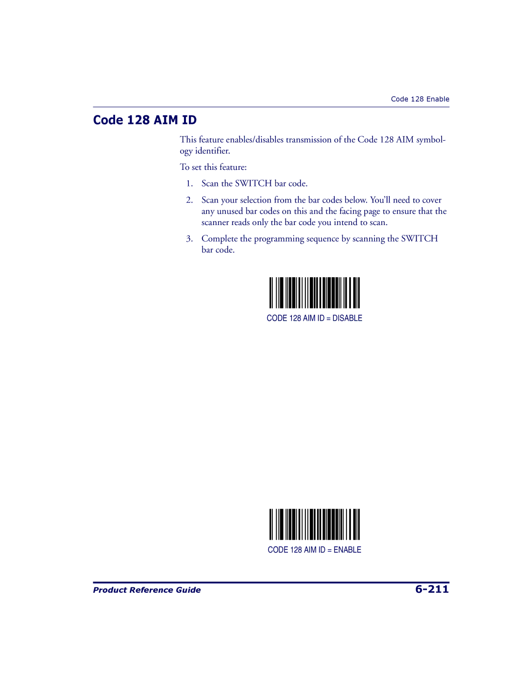 Datalogic Scanning 9500, 9504 manual Code 128 AIM ID 