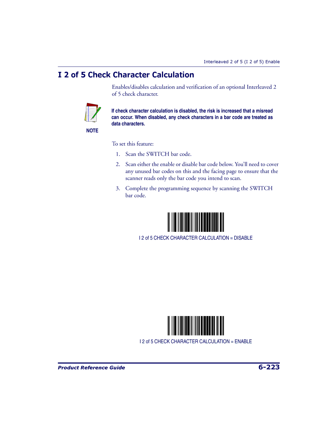 Datalogic Scanning 9500, 9504 manual Check Character Calculation 