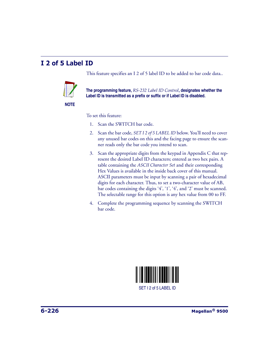 Datalogic Scanning 9504, 9500 manual Label ID, 226 