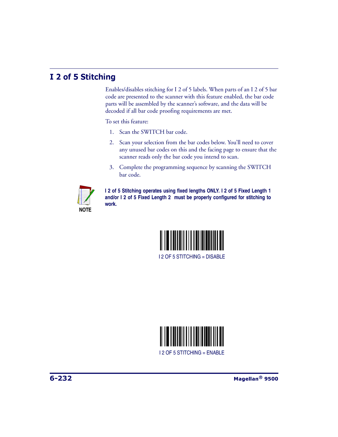 Datalogic Scanning 9504, 9500 manual Stitching, 232 