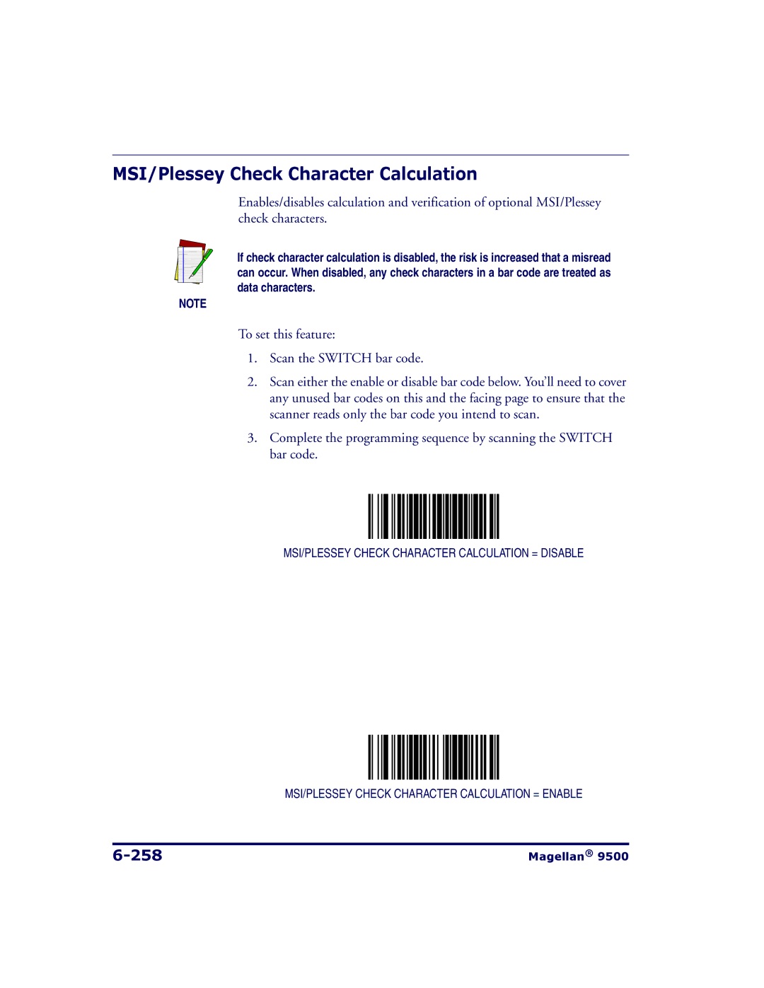 Datalogic Scanning 9504, 9500 manual MSI/Plessey Check Character Calculation, 258 