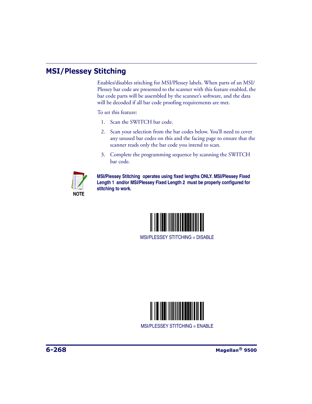 Datalogic Scanning 9504, 9500 manual MSI/Plessey Stitching, 268 