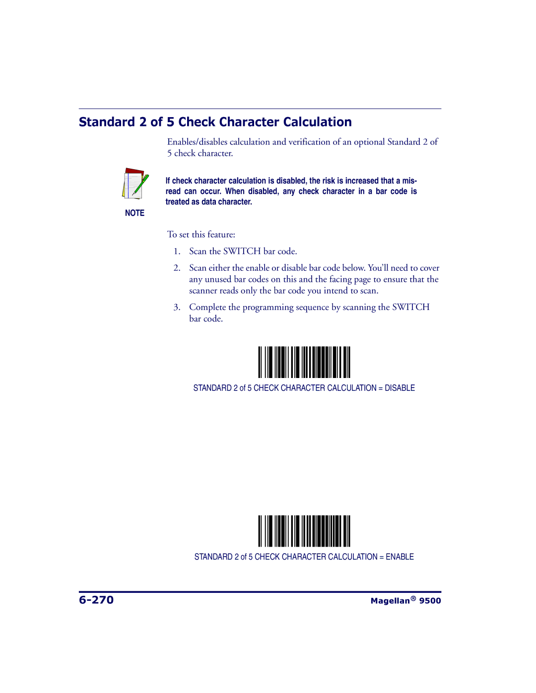 Datalogic Scanning 9504, 9500 manual Standard 2 of 5 Check Character Calculation, 270 