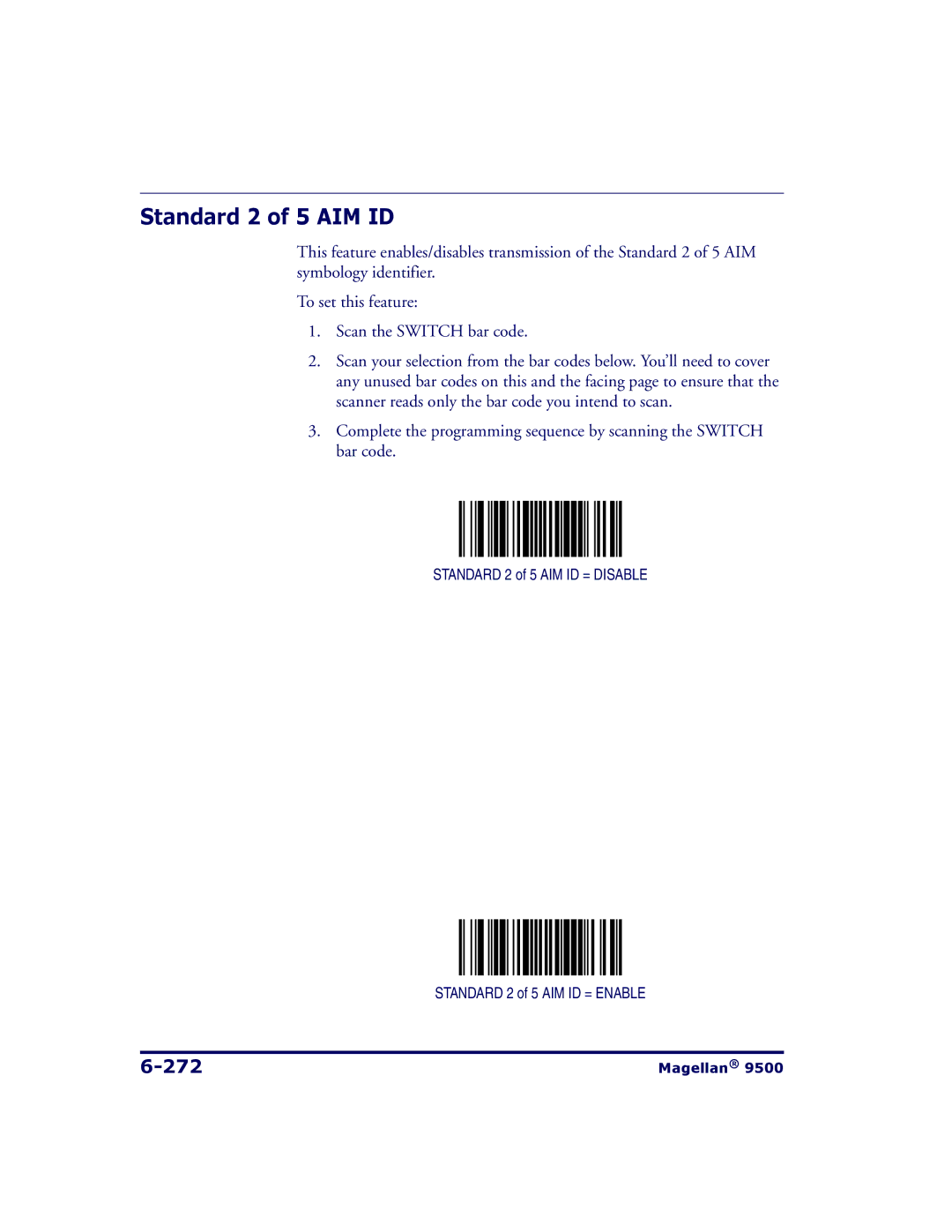 Datalogic Scanning 9504, 9500 manual Standard 2 of 5 AIM ID, 272 