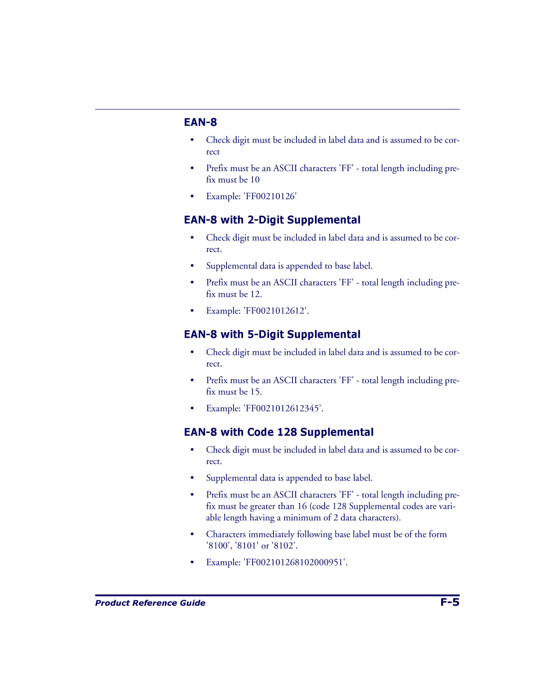 Datalogic Scanning 9500 EAN-8 with 2-Digit Supplemental, EAN-8 with 5-Digit Supplemental, EAN-8 with Code 128 Supplemental 