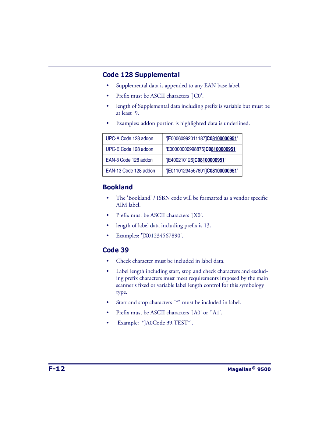 Datalogic Scanning 9504, 9500 manual Code 128 Supplemental, Bookland 