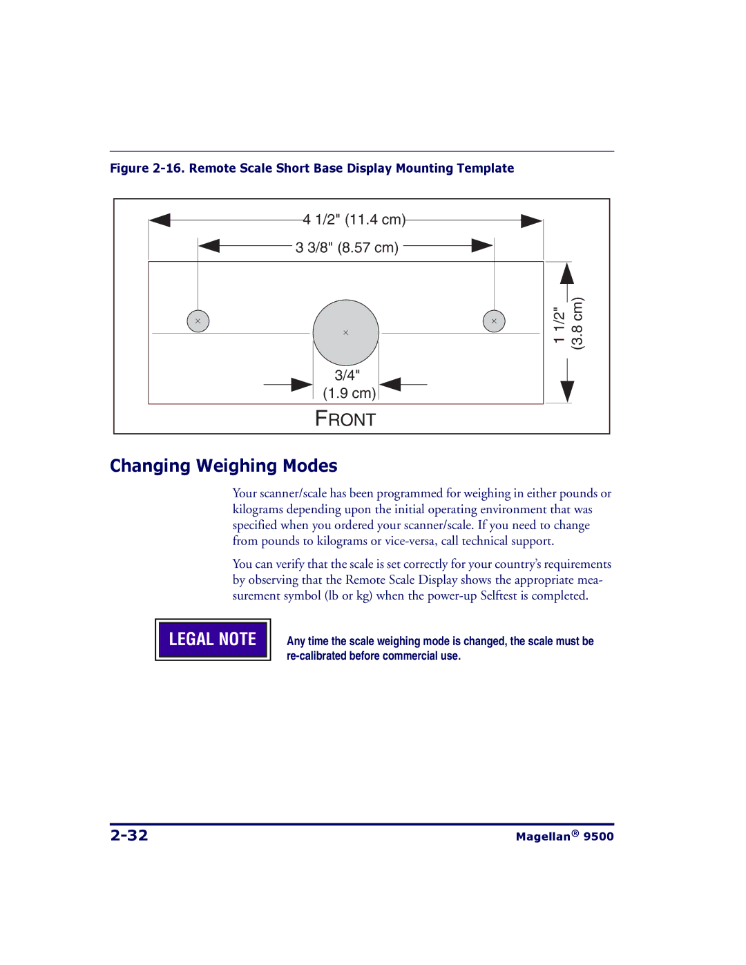 Datalogic Scanning 9504, 9500 manual Changing Weighing Modes, Legal Note 