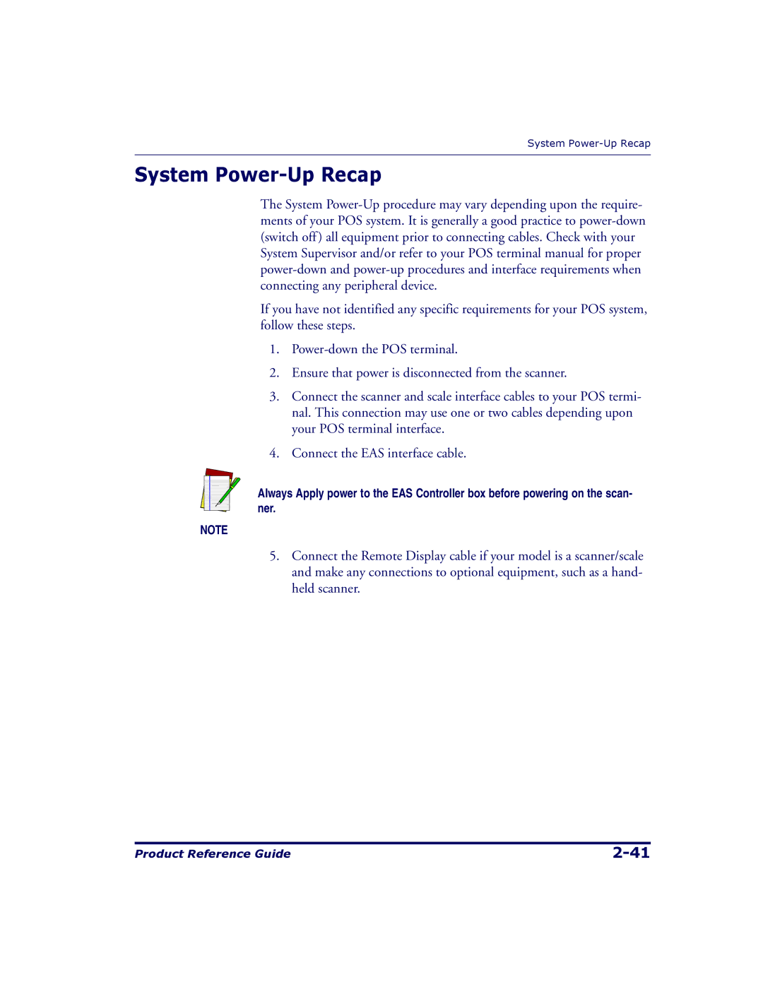 Datalogic Scanning 9500, 9504 manual System Power-Up Recap 