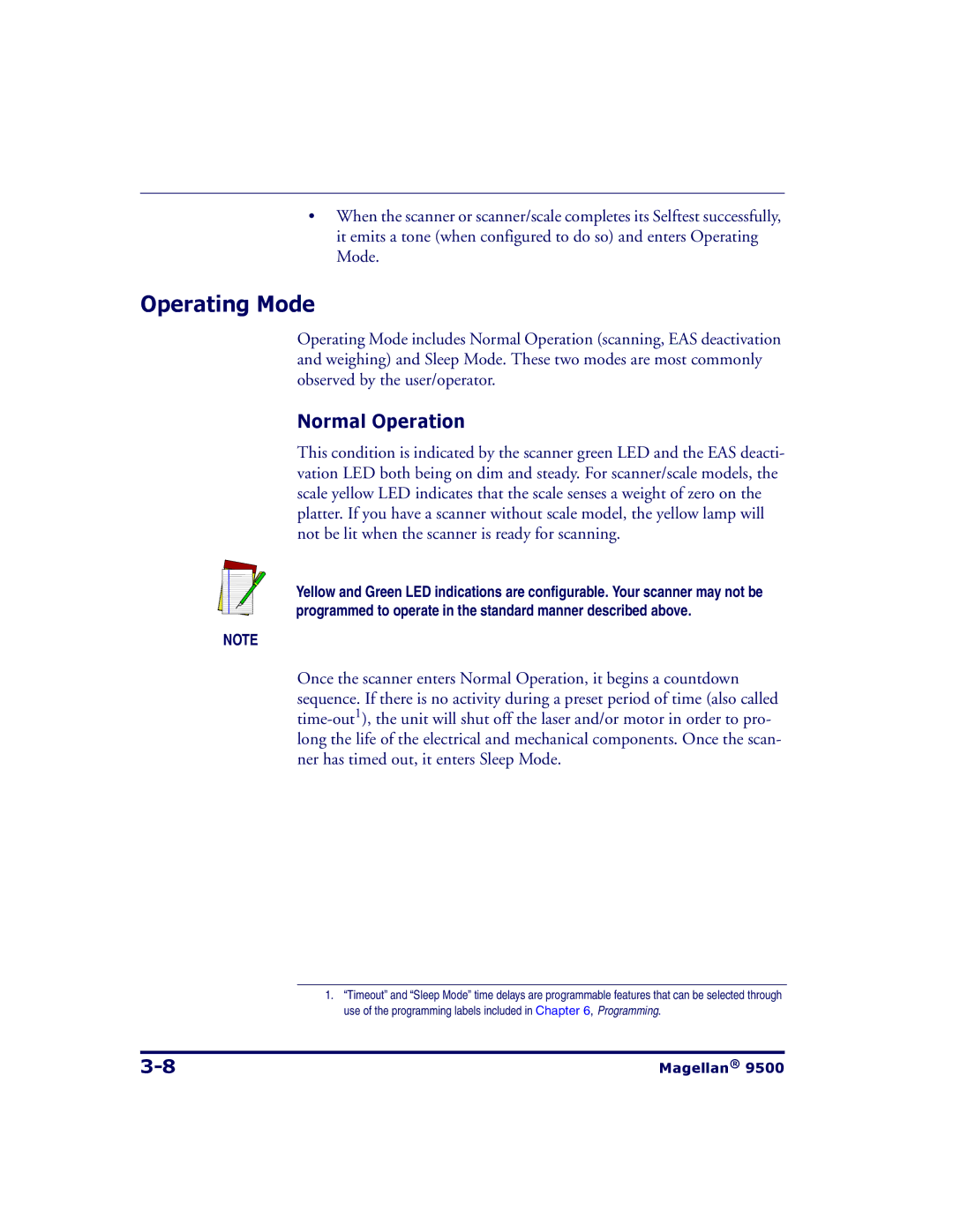 Datalogic Scanning 9504, 9500 manual Operating Mode, Normal Operation 