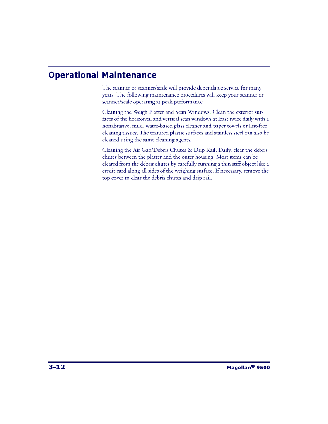 Datalogic Scanning 9504, 9500 manual Operational Maintenance 