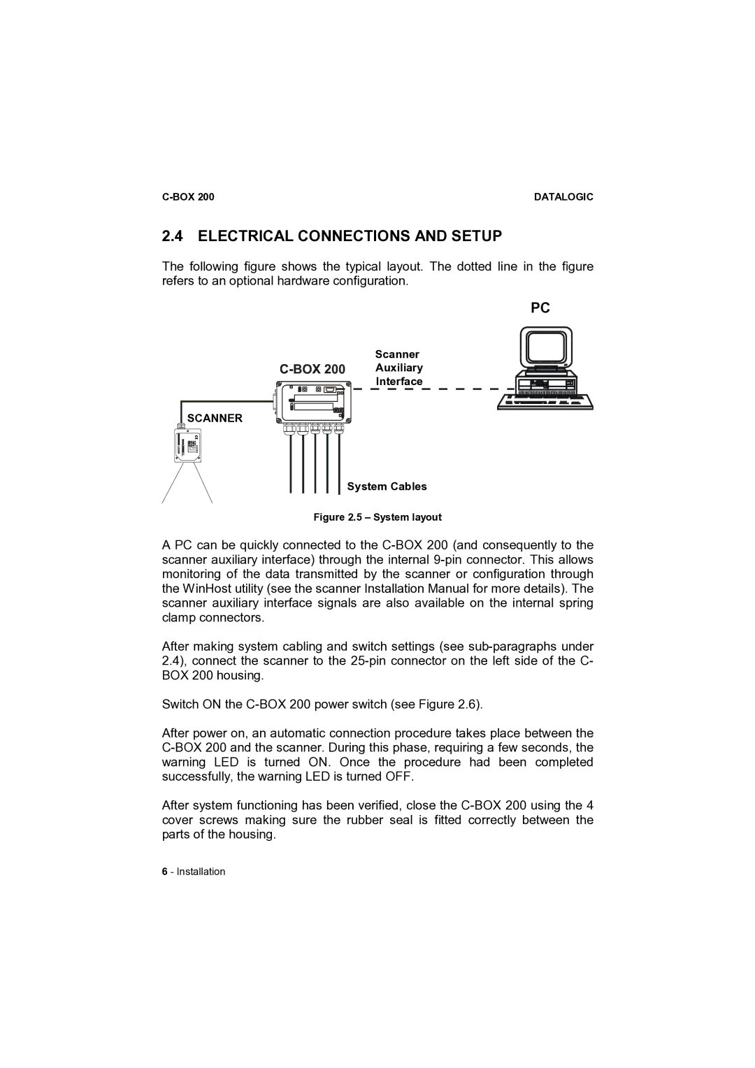 Datalogic Scanning C-BOX 200 installation manual Electrical Connections and Setup, System layout 