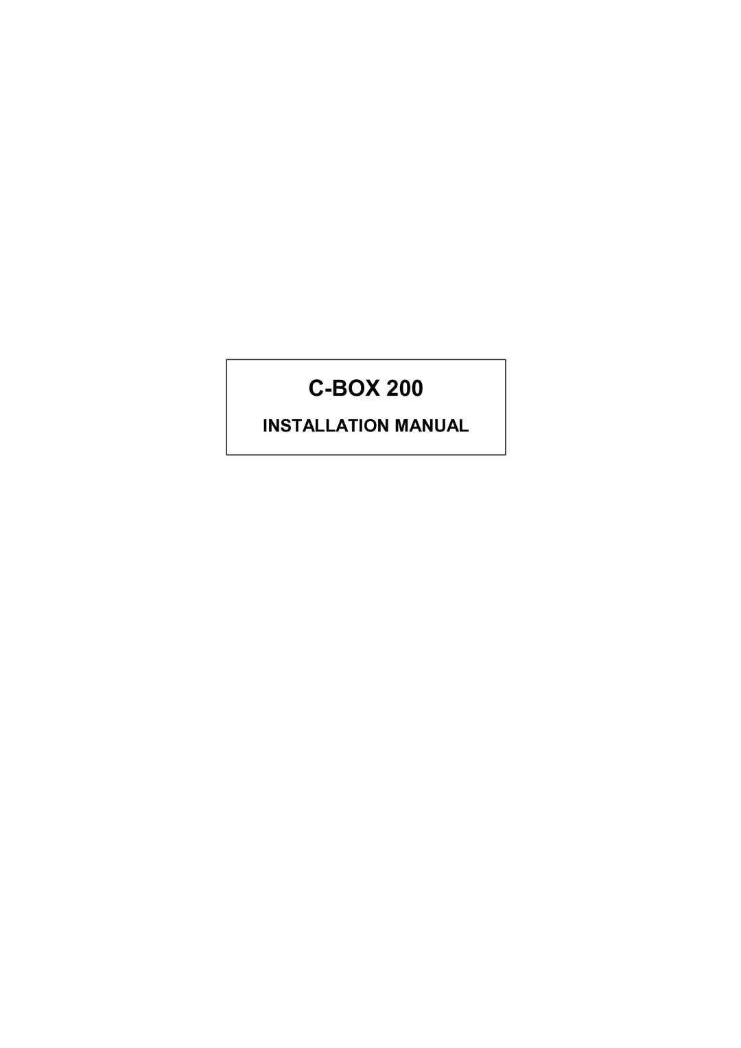 Datalogic Scanning C-BOX 200 installation manual Box, Installation Manual 