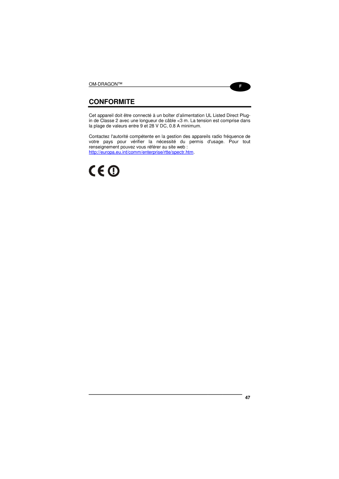 Datalogic Scanning D101 LR manual Conformite 