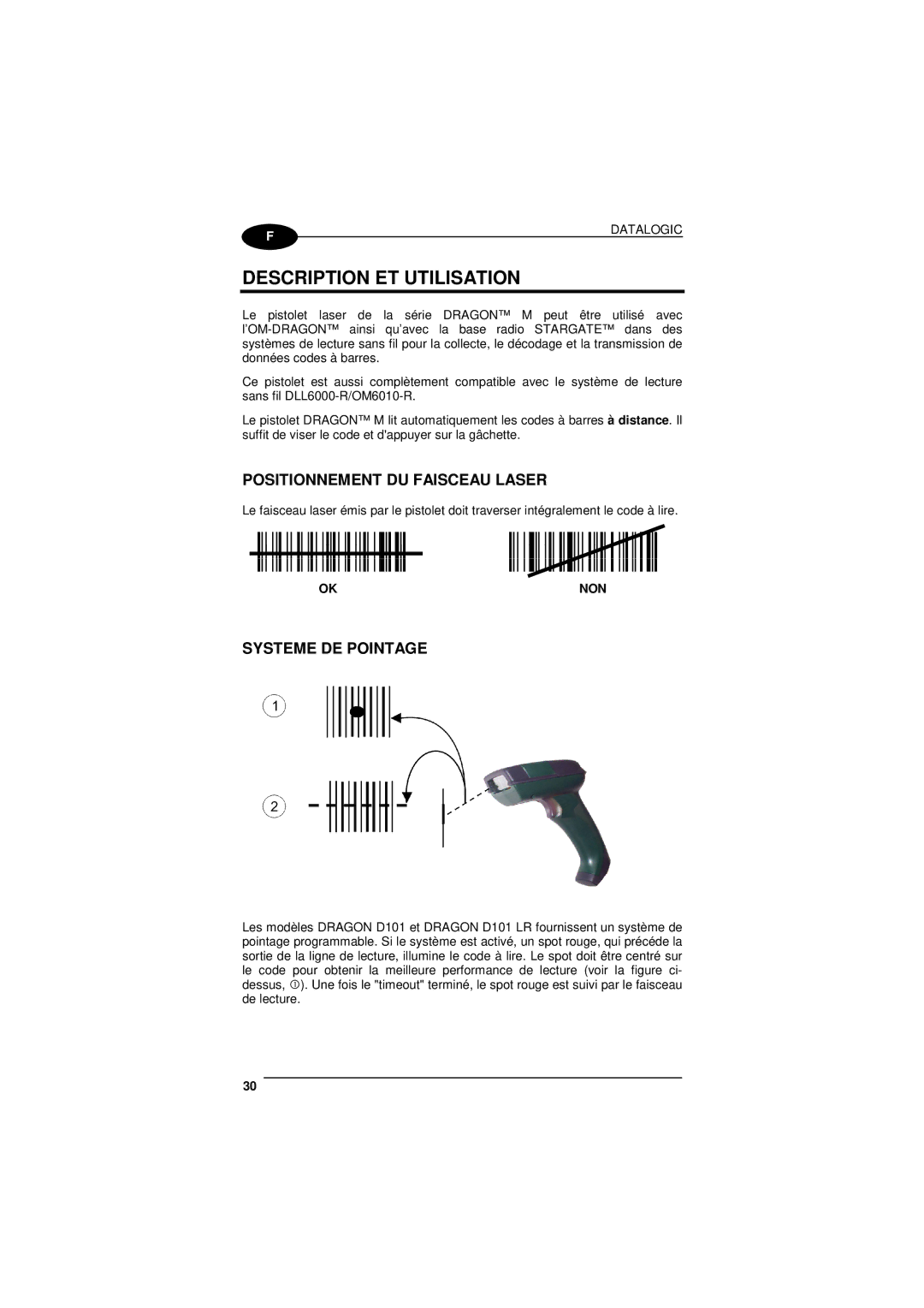 Datalogic Scanning D101 LR manual Description ET Utilisation, IBCDEFGHPk IPEJWKHLk 