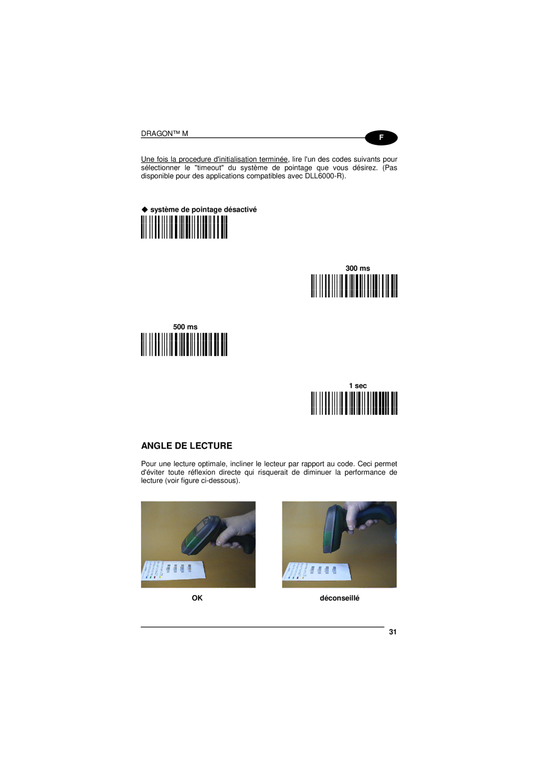 Datalogic Scanning D101 LR manual Angle DE Lecture 