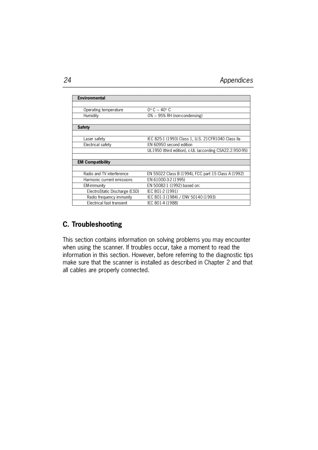 Datalogic Scanning DLL2020-WO manual Troubleshooting, Safety 