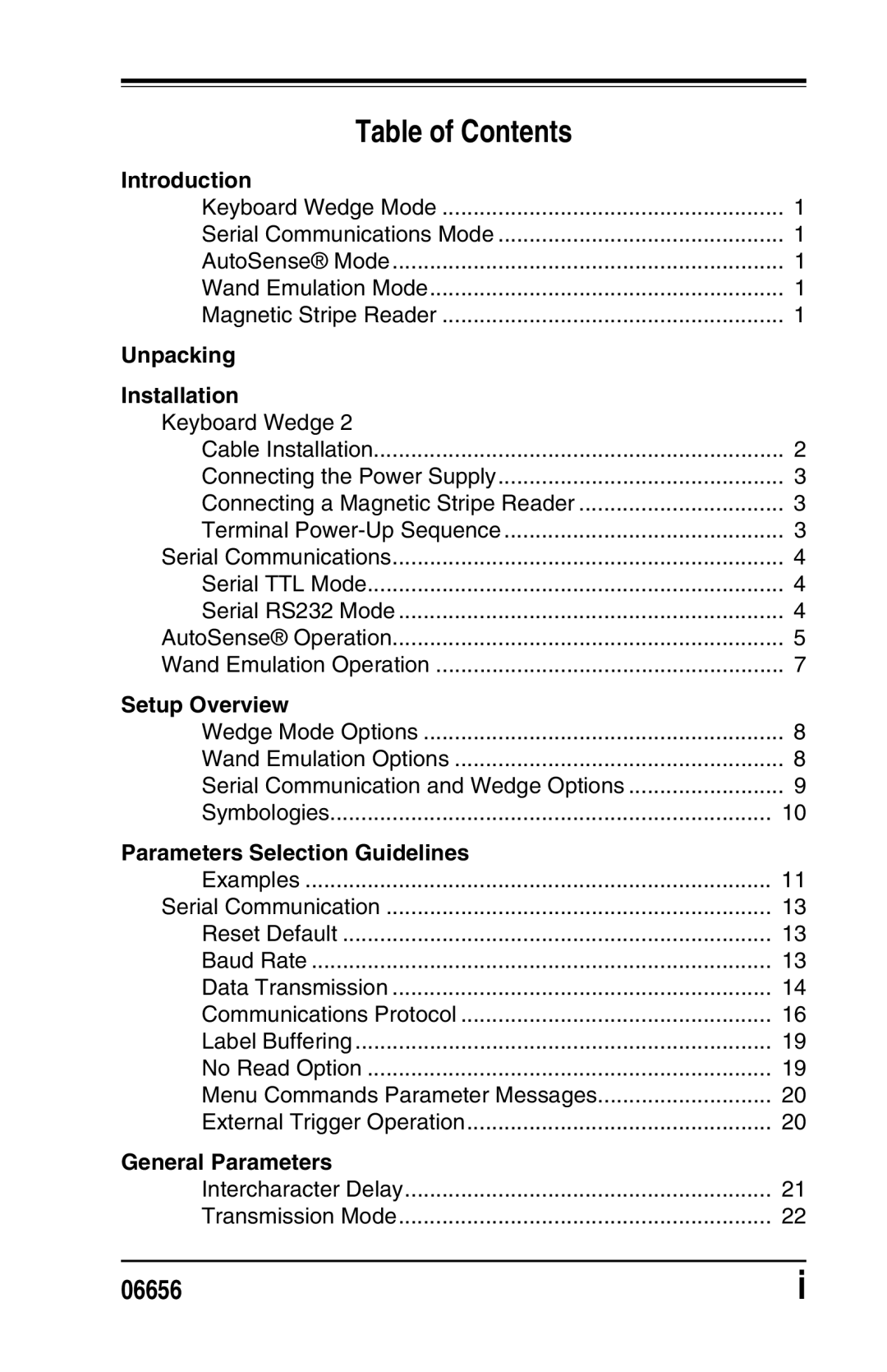 Datalogic Scanning DS1100 SH2347, DS2200 SH2348 manual Table of Contents 