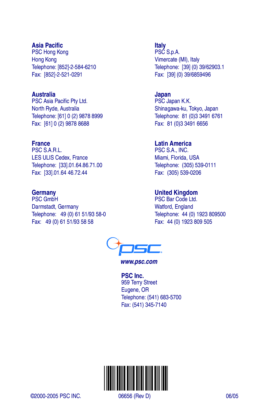 Datalogic Scanning DS2200 SH2348, DS1100 SH2347 manual PSC Inc 