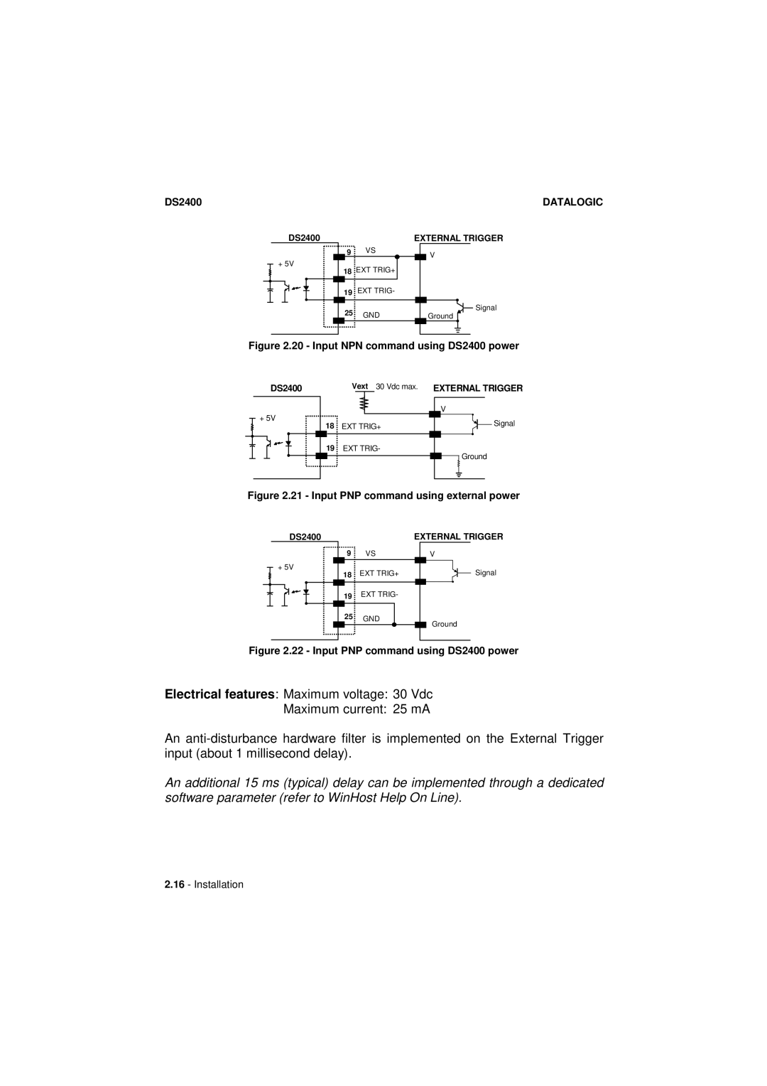 Datalogic Scanning manual Input NPN command using DS2400 power 