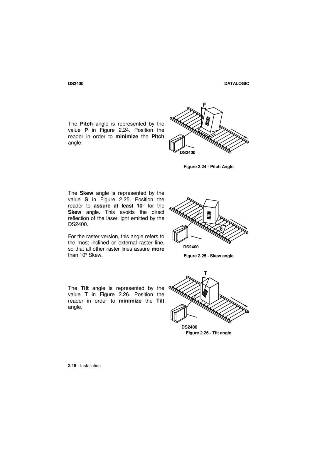 Datalogic Scanning DS2400 manual Pitch Angle 