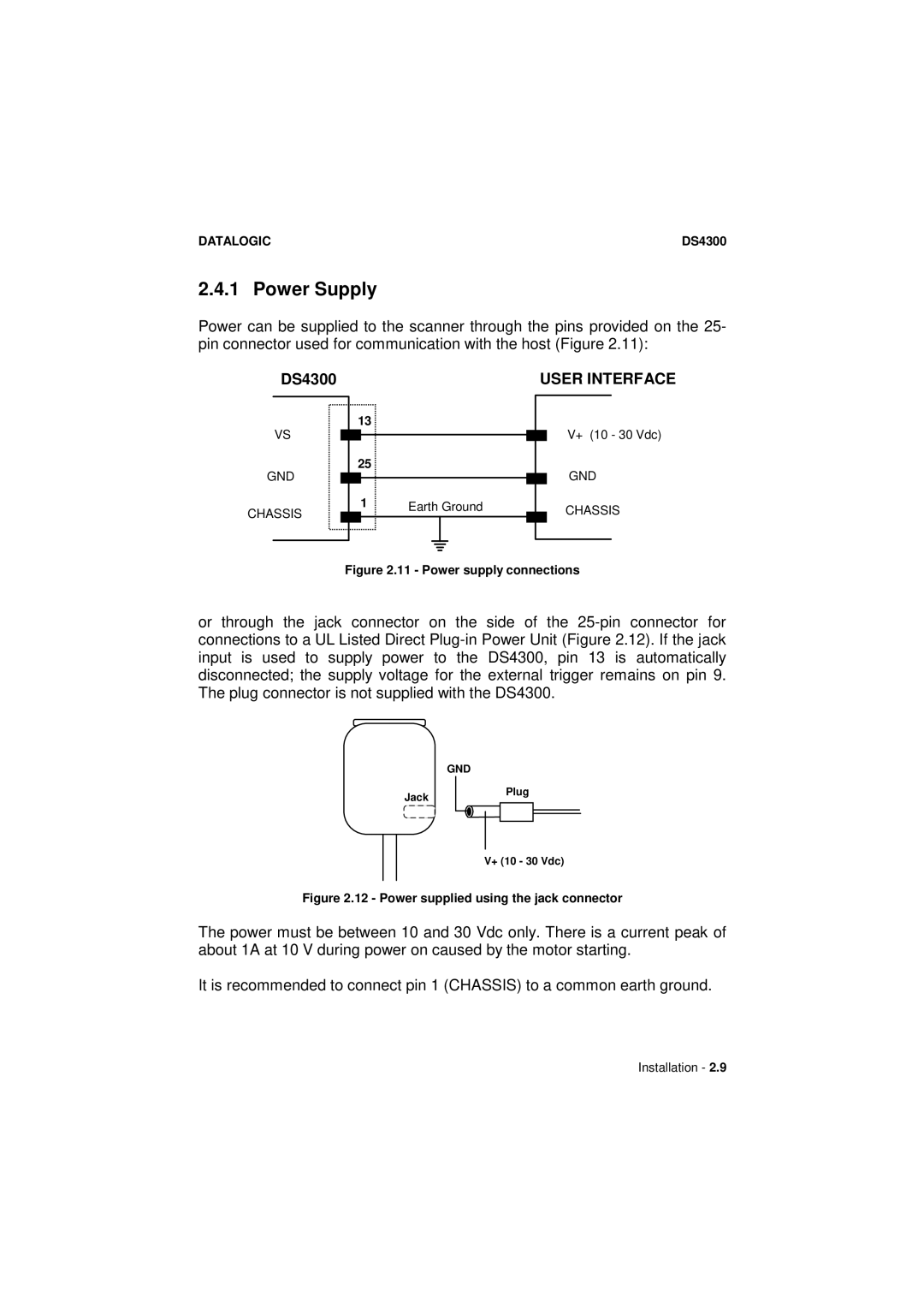 Datalogic Scanning DS4300 manual Power Supply 