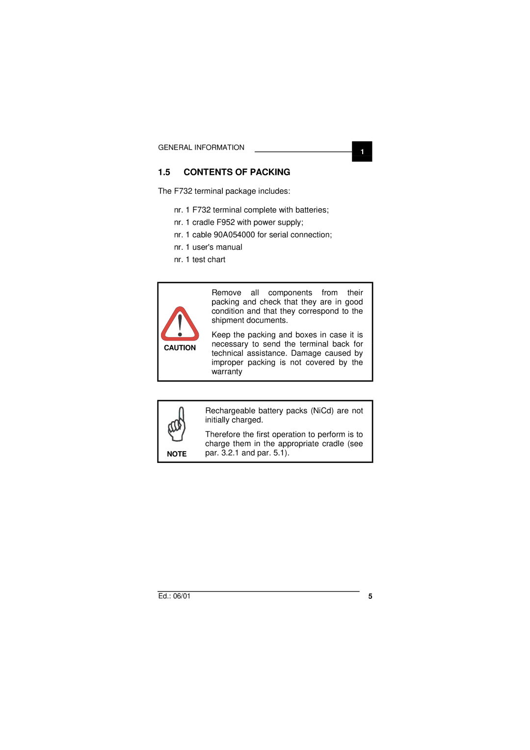 Datalogic Scanning F732 user manual Contents of Packing 