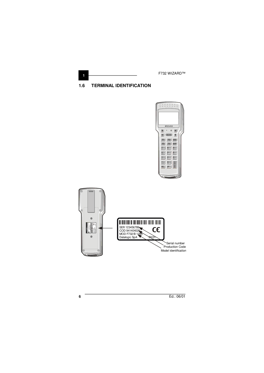 Datalogic Scanning F732 user manual Terminal Identification 