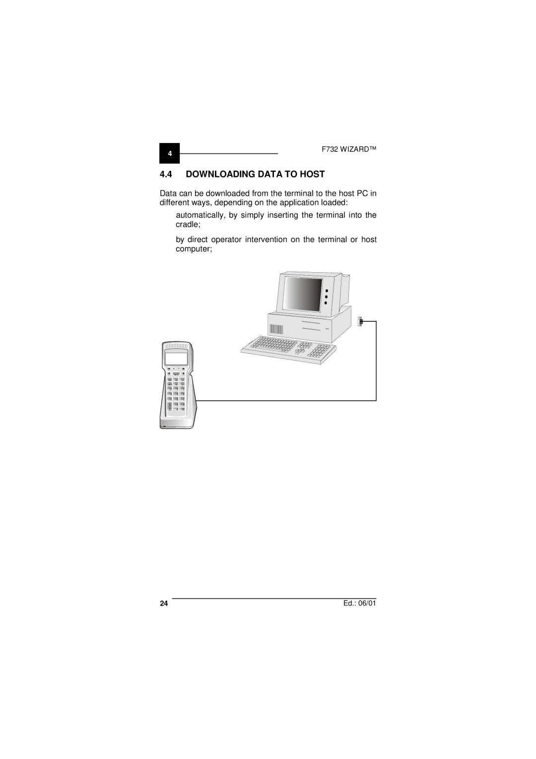 Datalogic Scanning F732 user manual Downloading Data to Host 