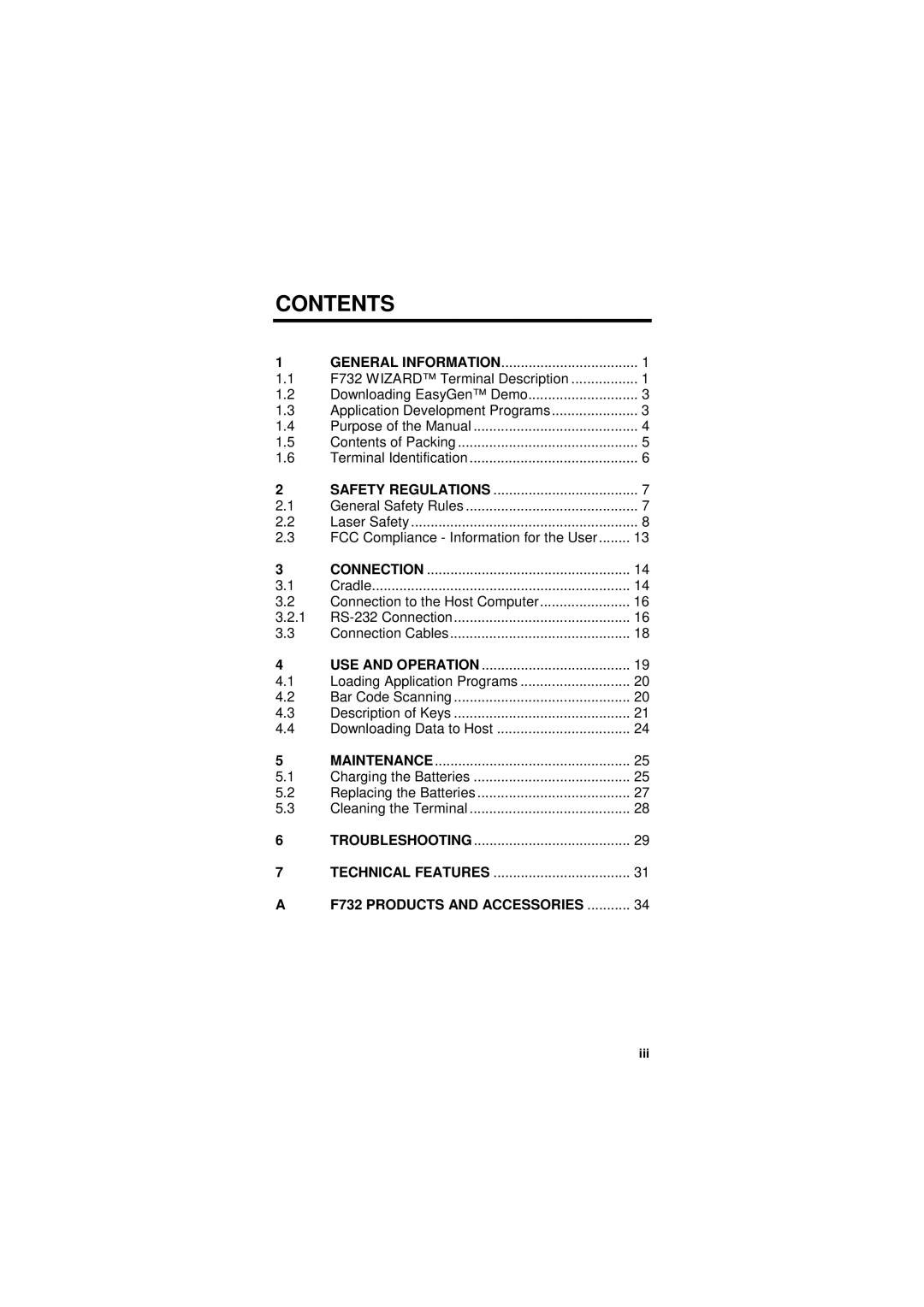 Datalogic Scanning F732 user manual Contents 