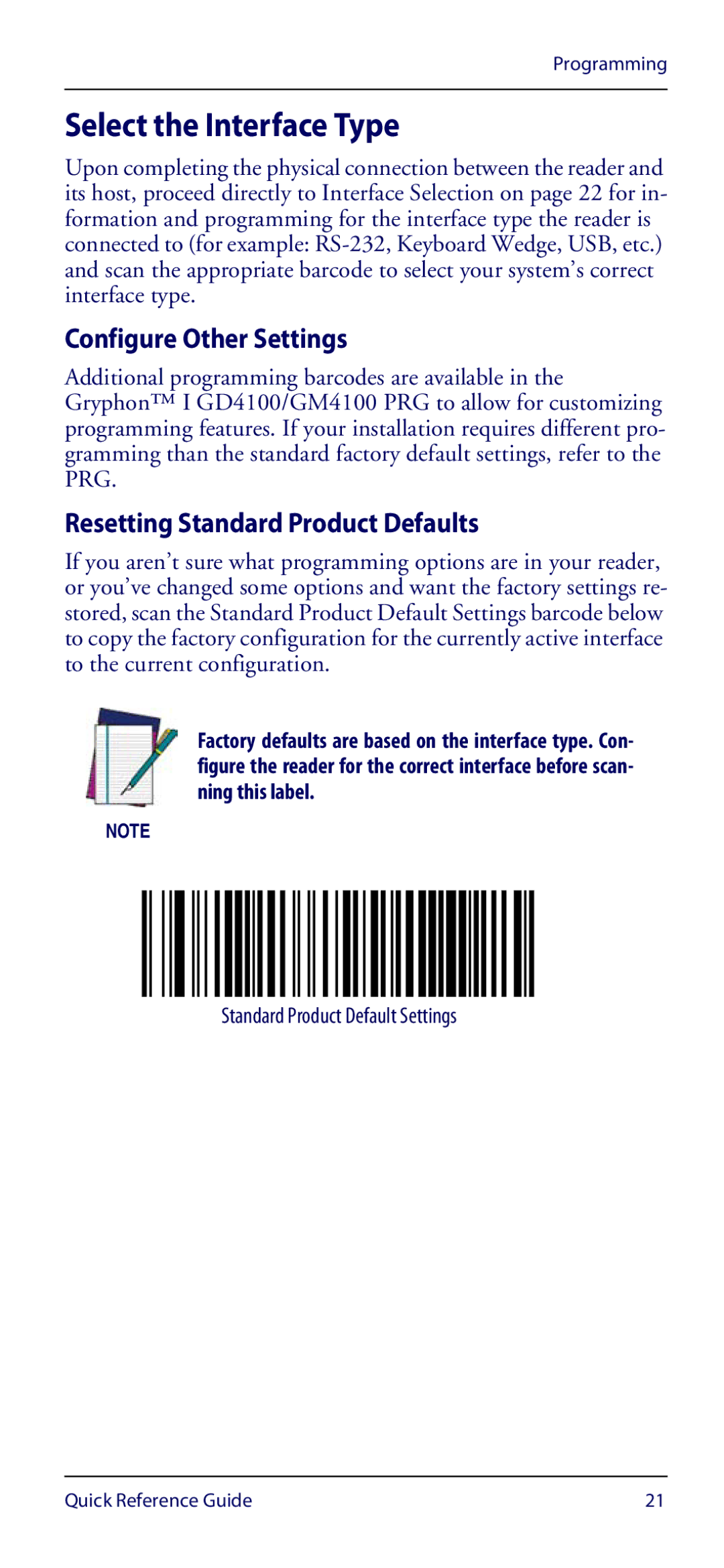 Datalogic Scanning GM4100 manual Select the Interface Type, Configure Other Settings 