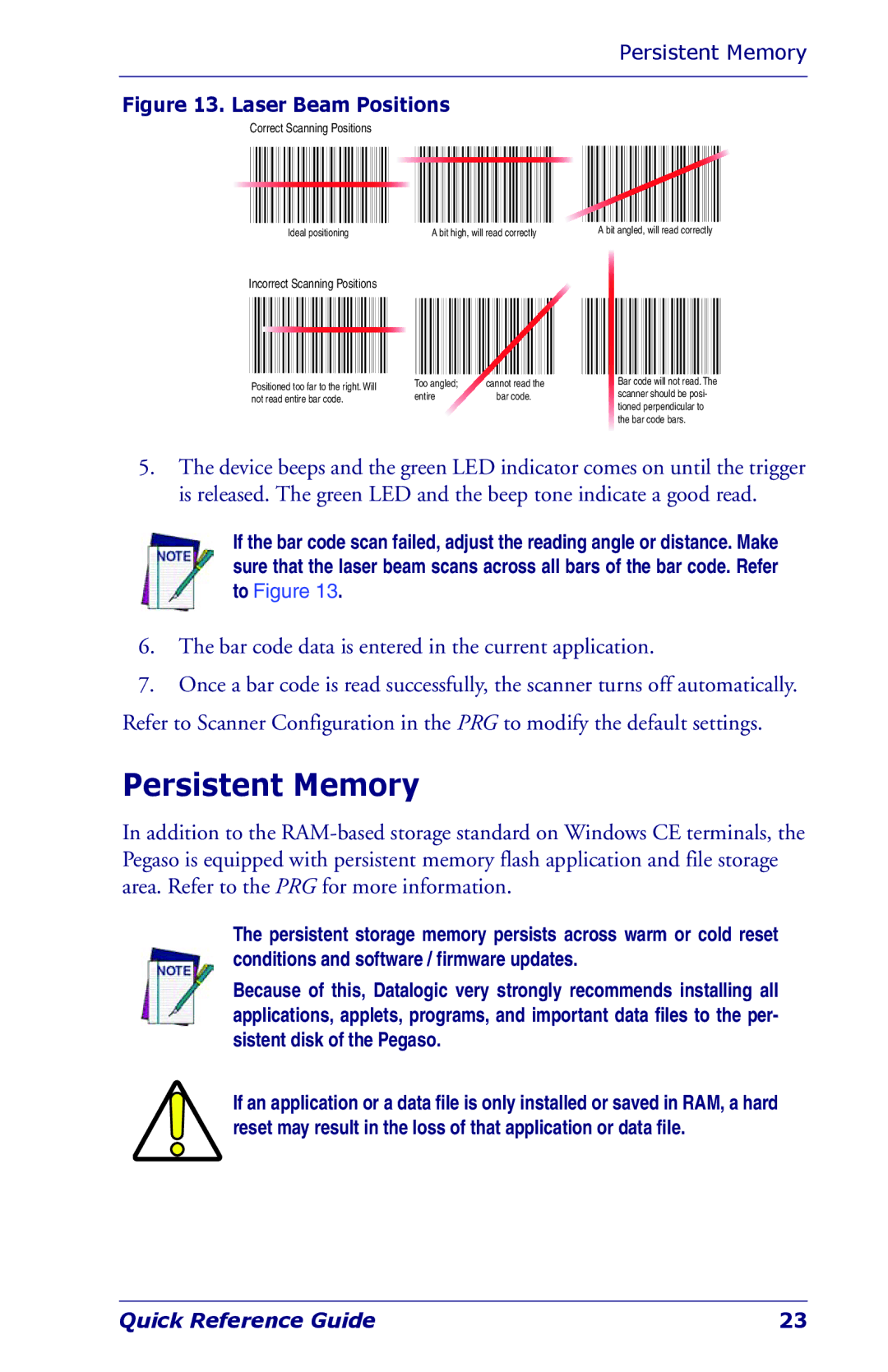 Datalogic Scanning Industrial PDA manual Persistent Memory 