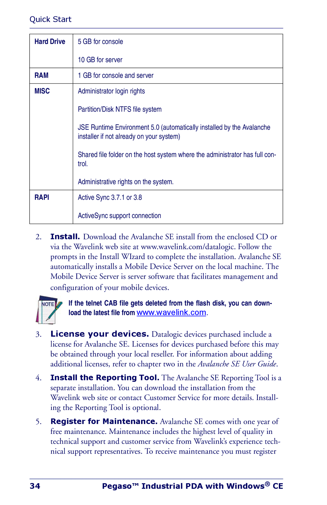 Datalogic Scanning Industrial PDA manual Ram 