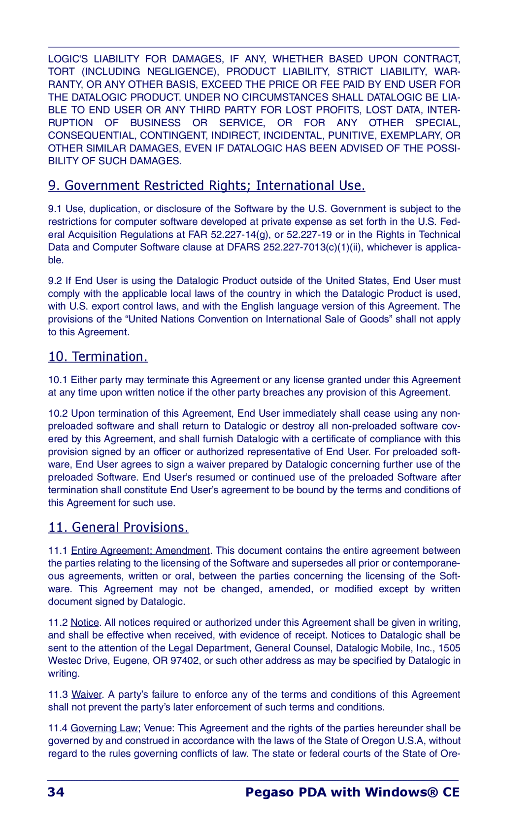 Datalogic Scanning NWGQ7 2Z78 manual Government Restricted Rights International Use 