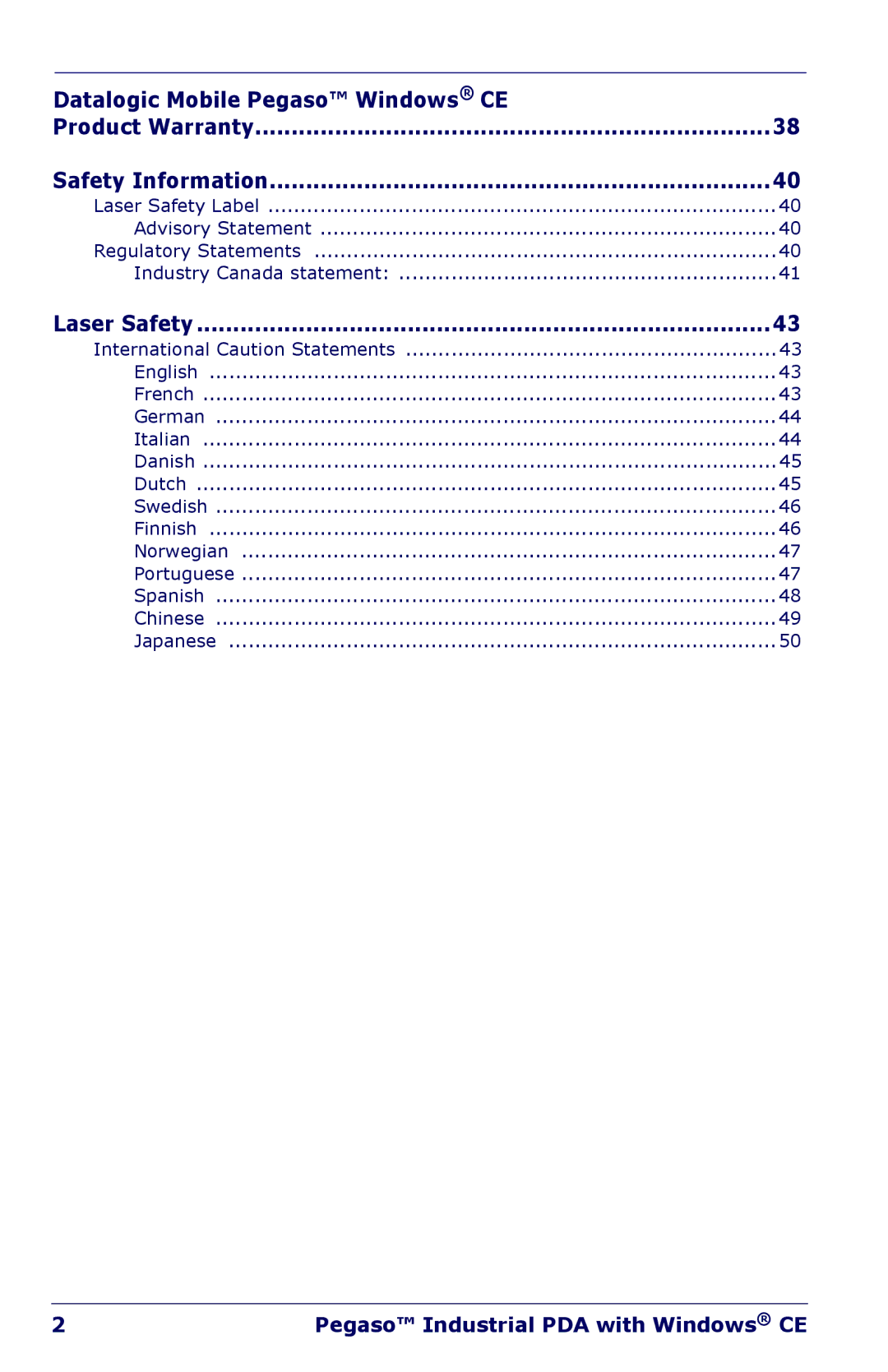 Datalogic Scanning NWGQ7 2Z78 manual Product Warranty Safety Information 