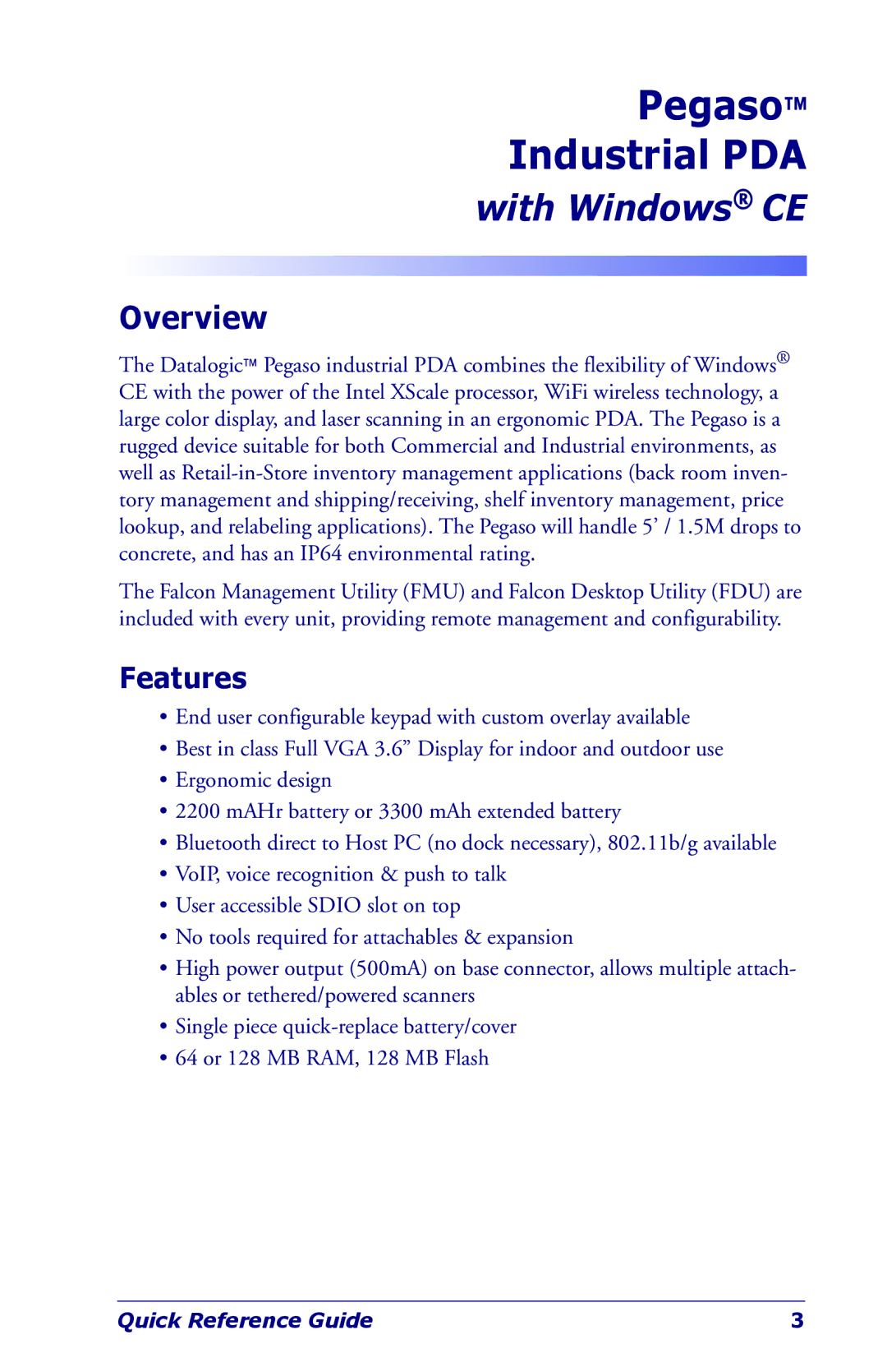 Datalogic Scanning NWGQ7 2Z78 manual Overview, Features 